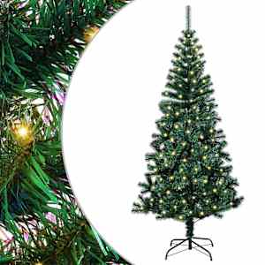 vidaXL Tehis pre-lit j&otilde;ulupuu Roheline 120 cm PVC ja metall