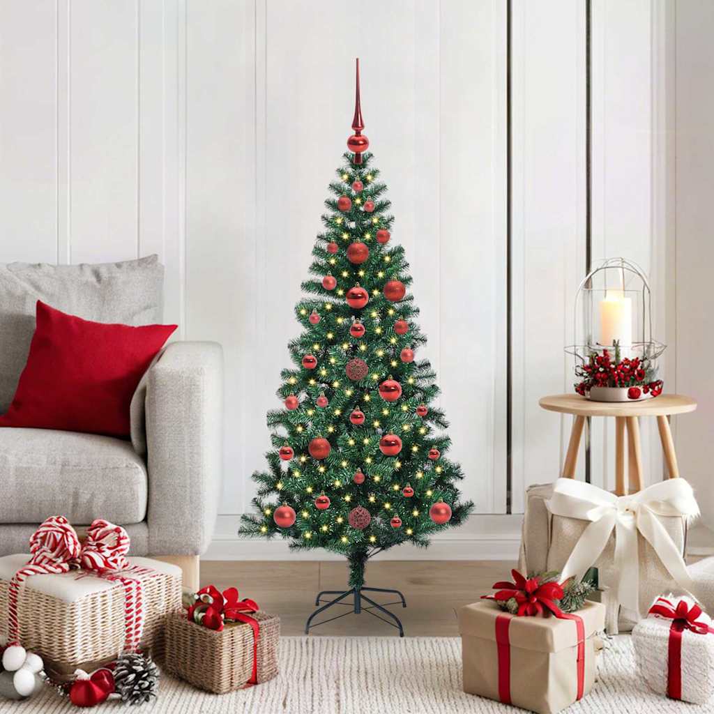 Sapin de Noël artificiel pré-éclairé Vert 120 cm PVC et métal