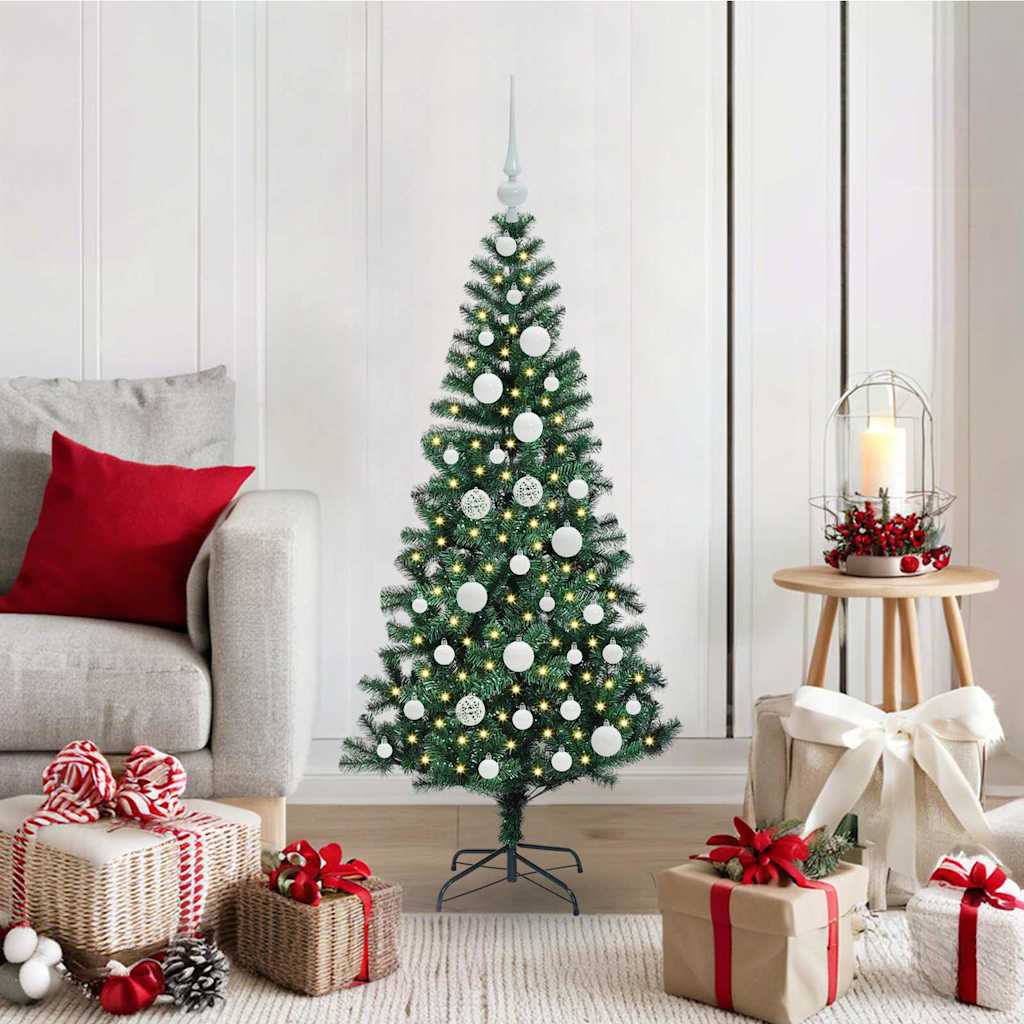 Sapin de Noël artificiel pré-éclairé Vert 120 cm PVC et métal