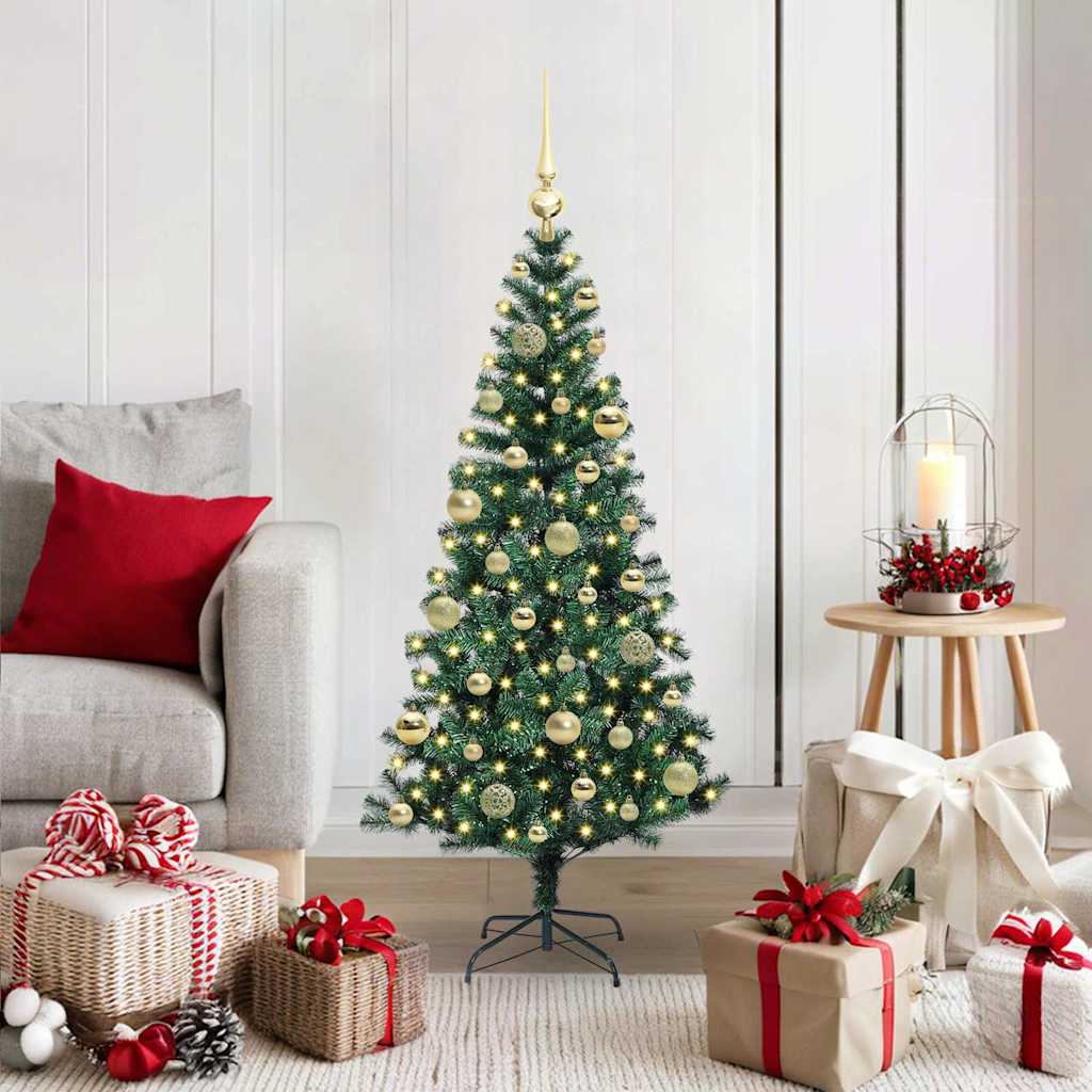 Sapin de Noël artificiel pré-éclairé Vert 120 cm PVC et métal
