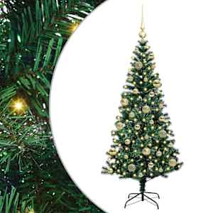 vidaXL Tehis pre-lit j&otilde;ulupuu Roheline 120 cm PVC ja metall