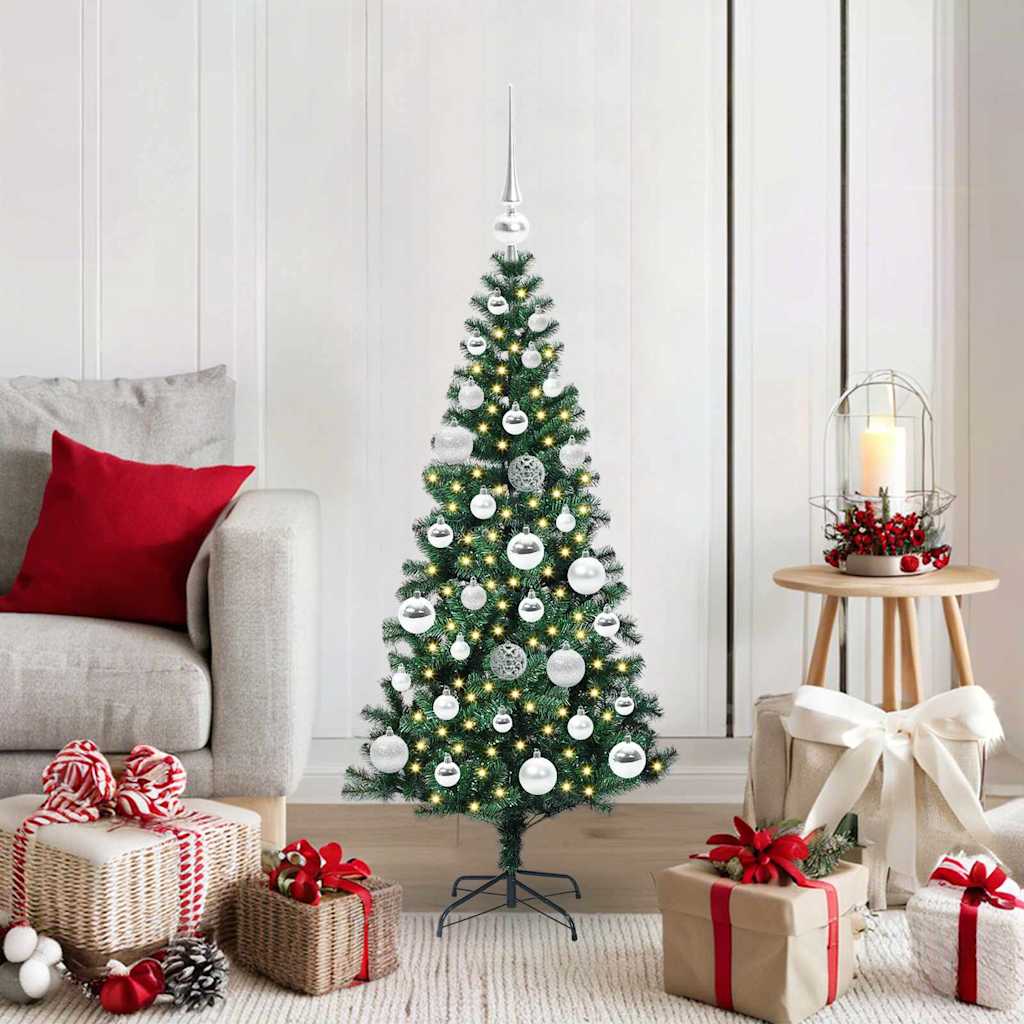 Sapin de Noël artificiel pré-éclairé Vert 120 cm PVC et métal