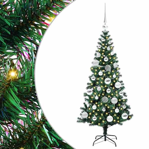 vidaXL Tehis pre-lit j&otilde;ulupuu Roheline 120 cm PVC ja metall