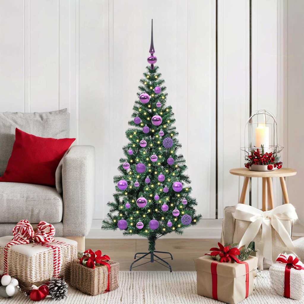 Sapin de Noël artificiel pré-éclairé Vert 120 cm PVC et métal