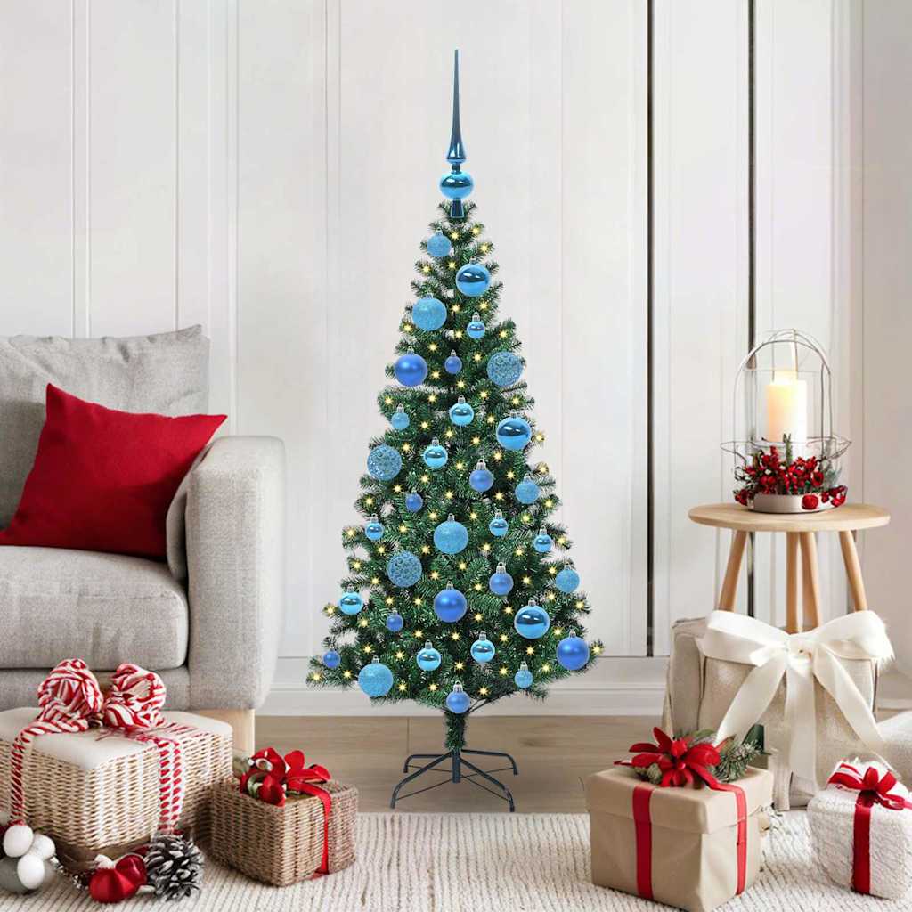 Sapin de Noël artificiel pré-éclairé Vert 120 cm PVC et métal