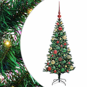 Umělý osvětlený vánoční stromeček Zelená 120 cm PVC a kov - obrázek 2
