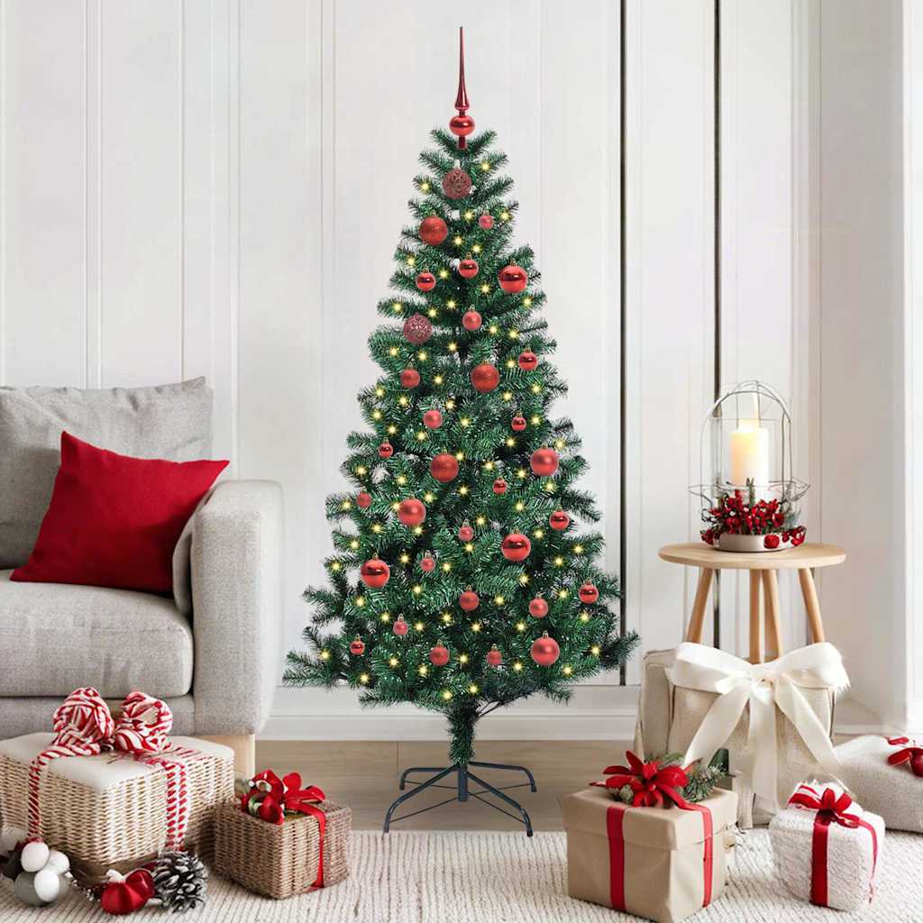 Sapin de Noël artificiel pré-éclairé Vert 150 cm PVC et métal