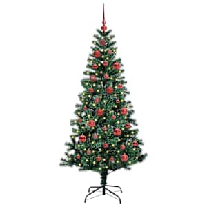 Umělý osvětlený vánoční stromeček Zelená 150 cm PVC a kov - obrázek 3