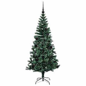 Umělý osvětlený vánoční stromeček Zelená 150 cm PVC a kov - obrázek 4
