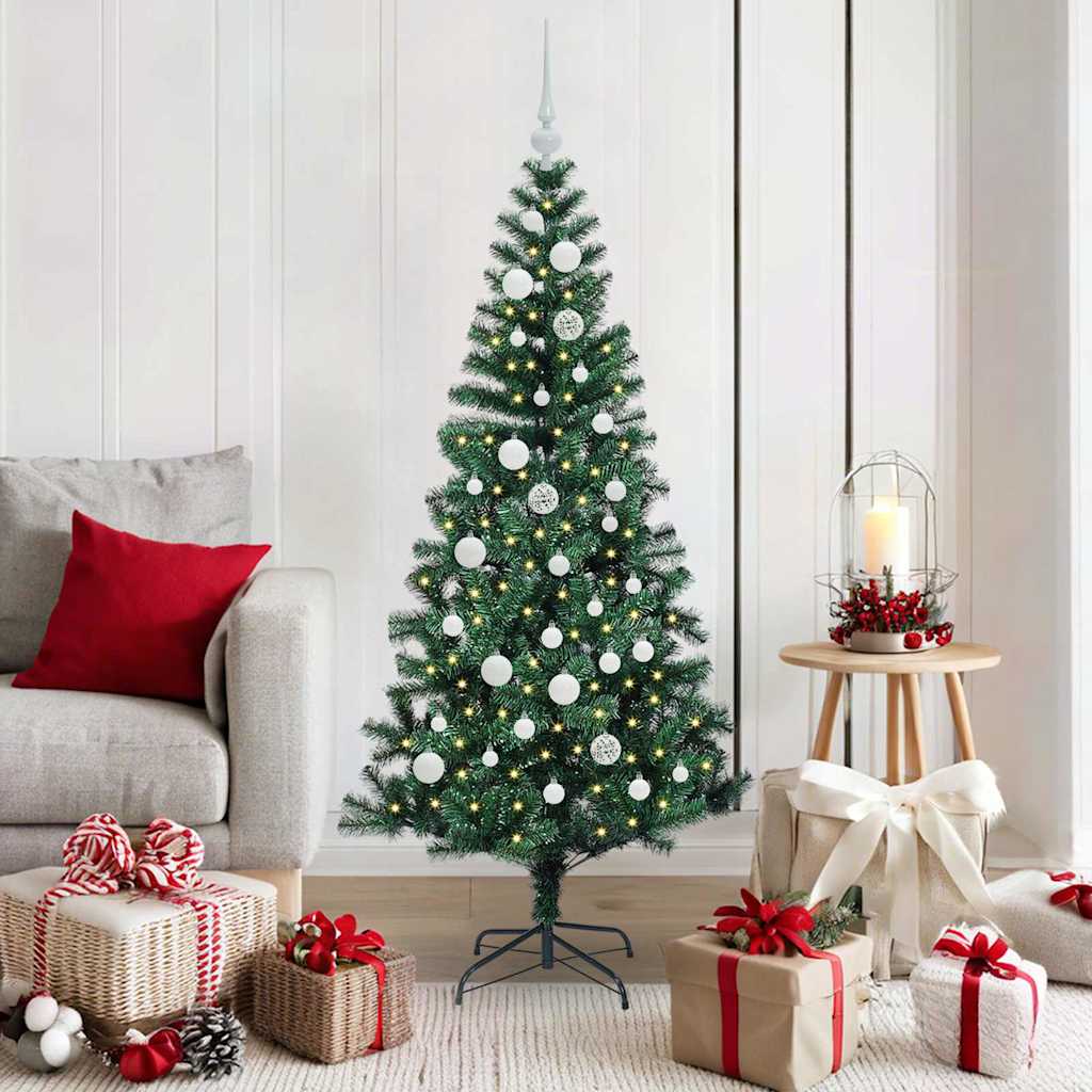 Sapin de Noël artificiel pré-éclairé Vert 150 cm PVC et métal