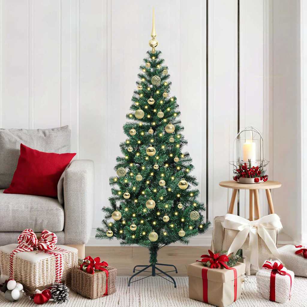Sapin de Noël artificiel pré-éclairé Vert 150 cm PVC et métal