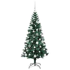 Umělý osvětlený vánoční stromeček Zelená 150 cm PVC a kov - obrázek 4