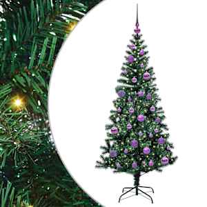 Umělý osvětlený vánoční stromeček Zelená 150 cm PVC a kov - obrázek 2