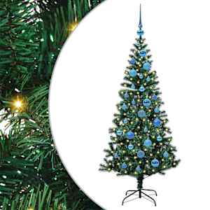 Umělý osvětlený vánoční stromeček Zelená 150 cm PVC a kov - obrázek 2