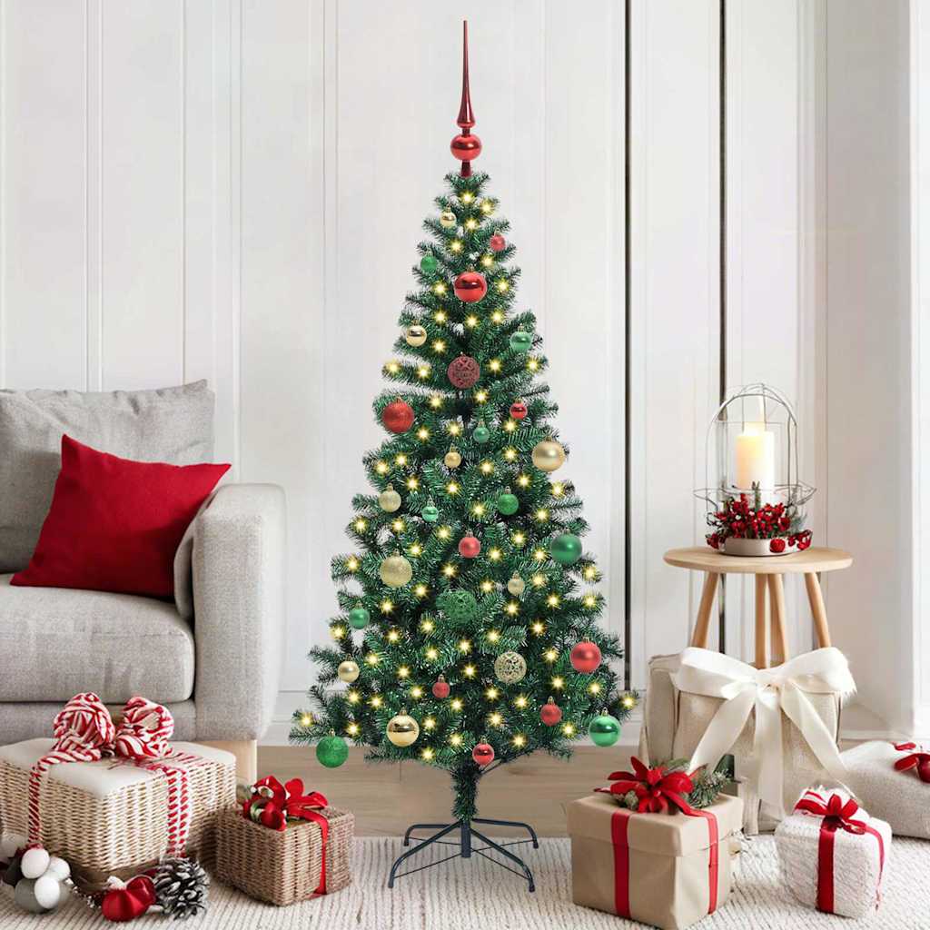 Sapin de Noël artificiel pré-éclairé Vert 150 cm PVC et métal