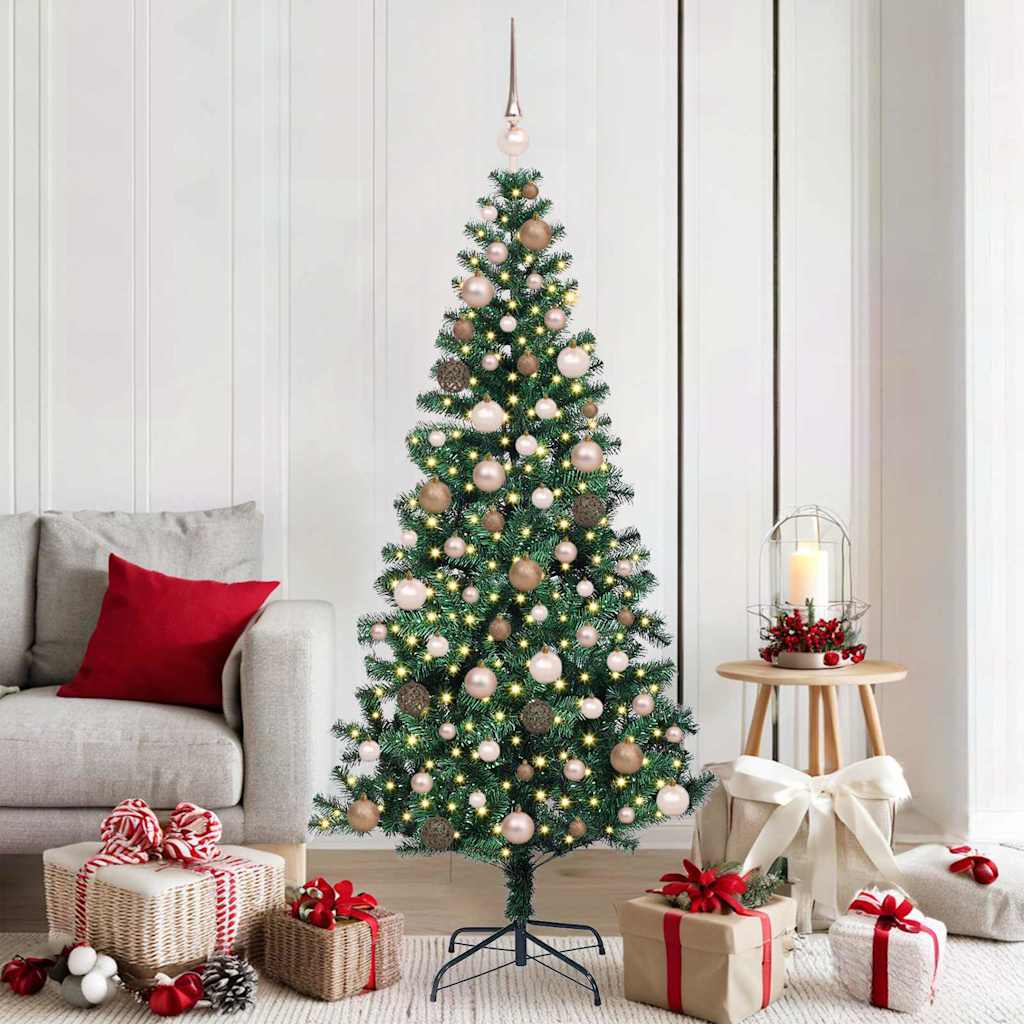 Sapin de Noël artificiel pré-éclairé Vert 180 cm PVC et métal
