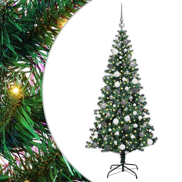 vidaXL Tehis pre-lit j&otilde;ulupuu Roheline 180 cm PVC ja metall