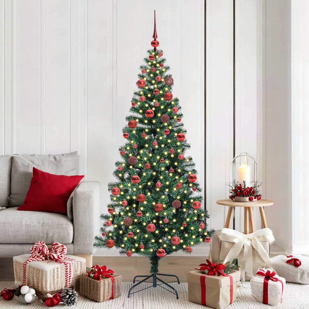 Sapin de Noël artificiel pré-éclairé Vert 180 cm PVC et métal