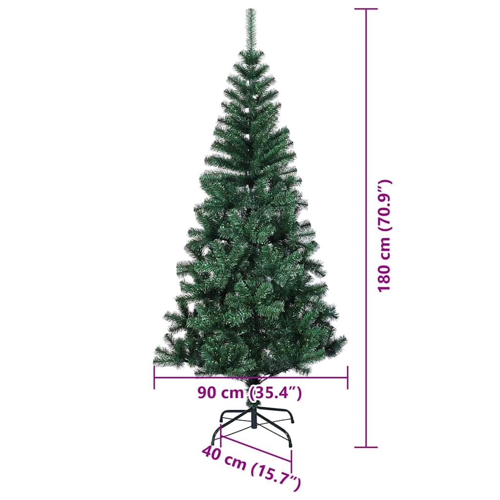 Umělý osvětlený vánoční stromeček Zelená 180 cm PVC a kov - obrázek 15