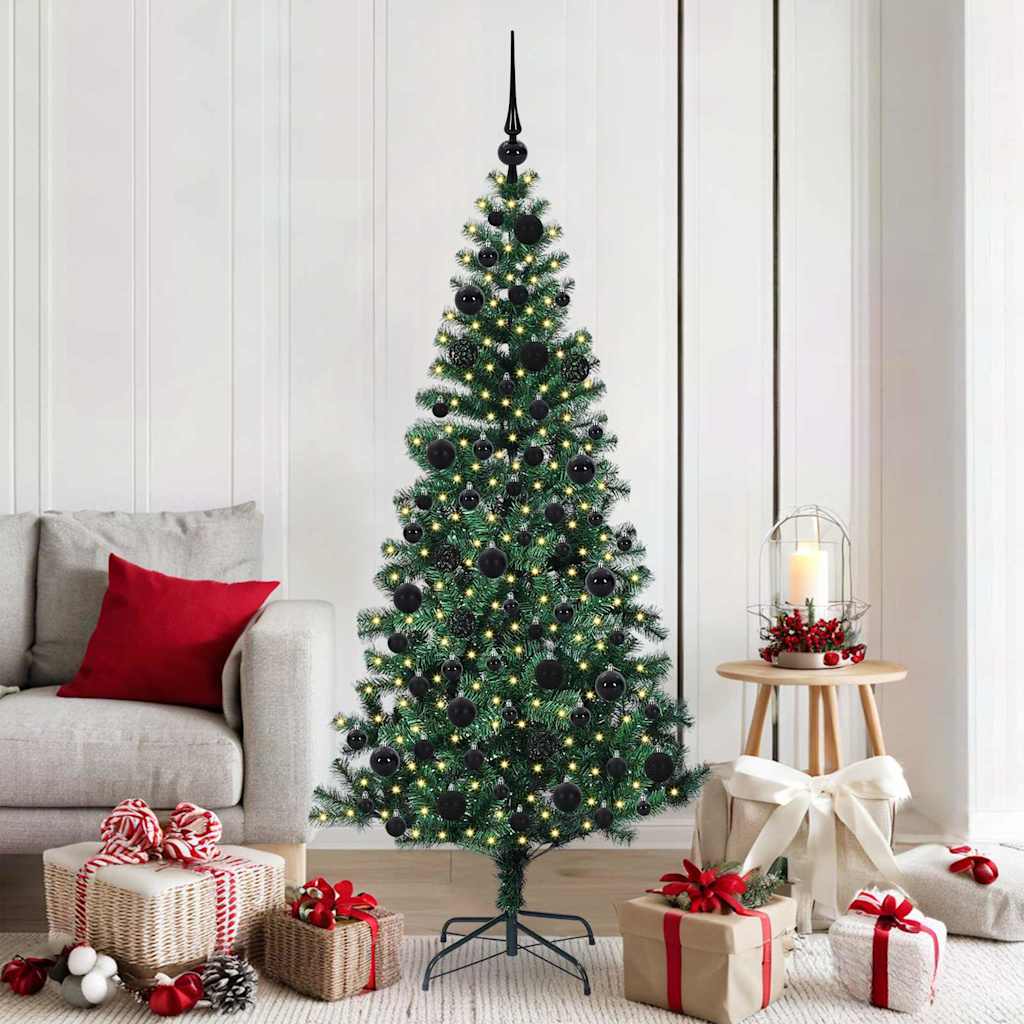 Sapin de Noël artificiel pré-éclairé Vert 180 cm PVC et métal
