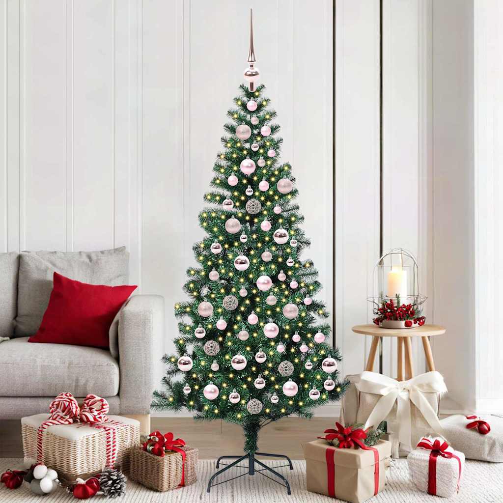 Sapin de Noël artificiel pré-éclairé Vert 180 cm PVC et métal