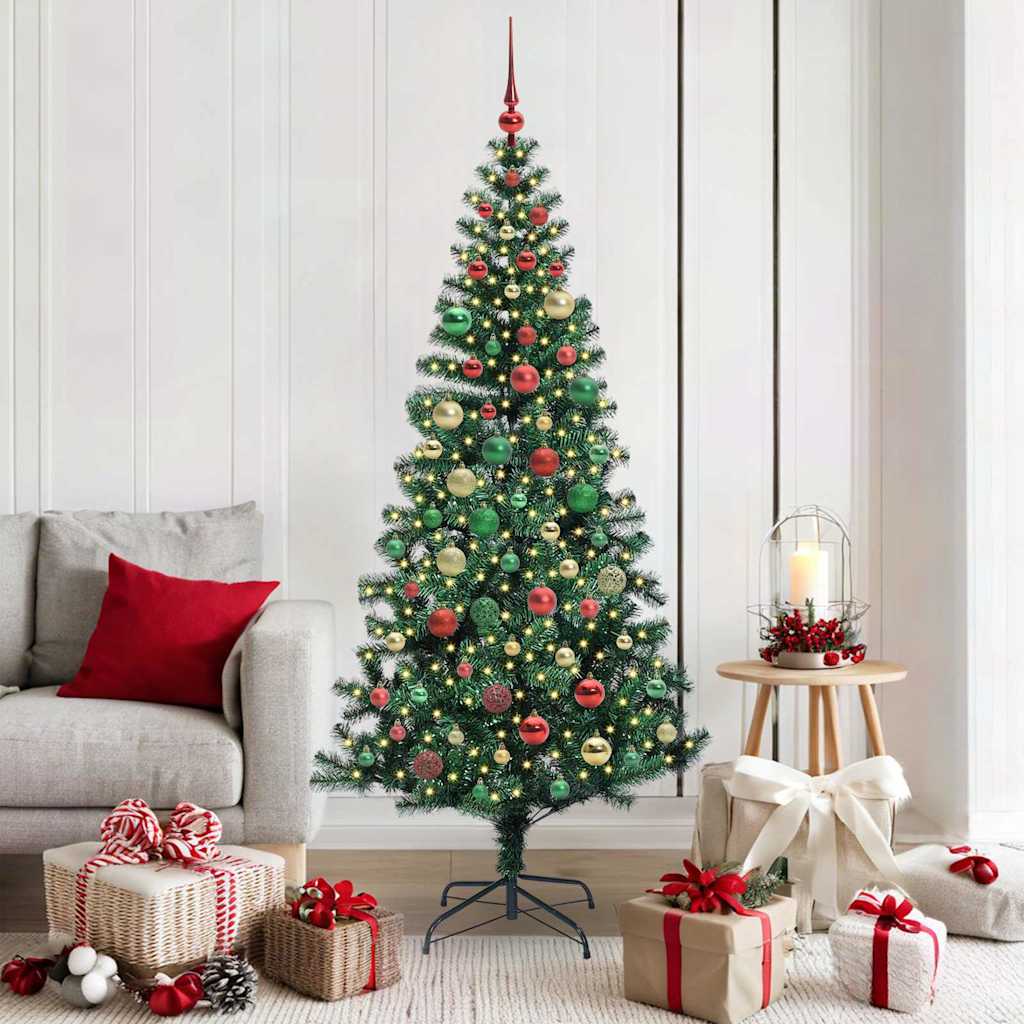 Sapin de Noël artificiel pré-éclairé Vert 180 cm PVC et métal