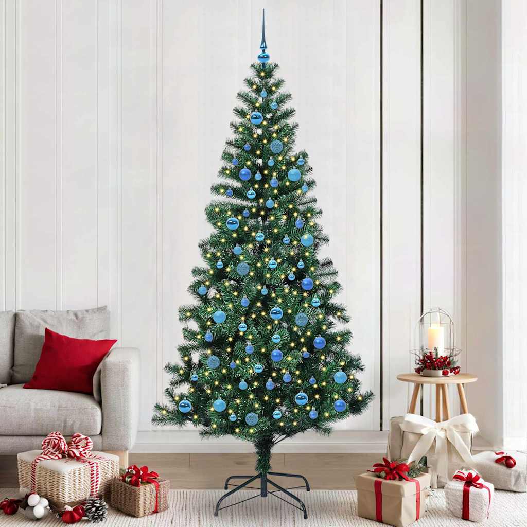 Sapin de Noël artificiel pré-éclairé Vert 240 cm PVC et métal