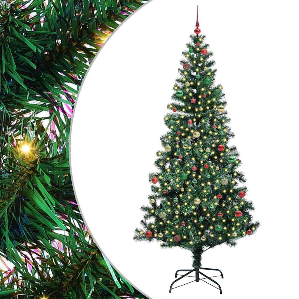 Sapin de Noël artificiel pré-éclairé Vert 240 cm PVC et métal