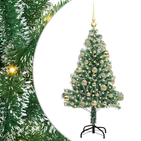 vidaXL Kunstlik j&otilde;ulupuu lumeja fluffiga koos LED-valgusega 120 cm