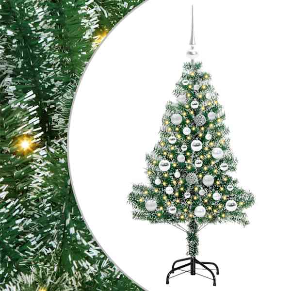 vidaXL Kunstlik j&otilde;ulupuu lumeja fluffiga koos LED-valgusega 120 cm
