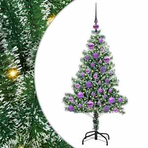 vidaXL Kunstlik j&otilde;ulupuu lumeja fluffiga koos LED-valgusega 120 cm