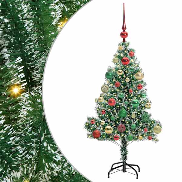 vidaXL Kunstlik j&otilde;ulupuu lumeja fluffiga koos LED-valgusega 120 cm