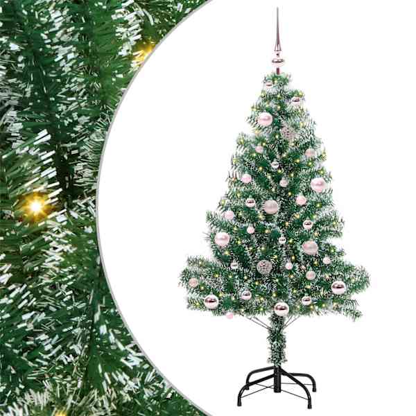 vidaXL Kunstlik j&otilde;ulupuu lumeja fluffiga koos LED-valgusega 150 cm