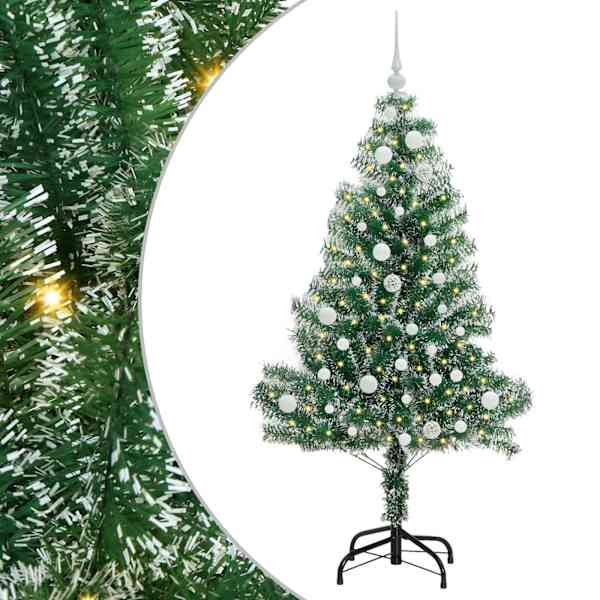 vidaXL Kunstlik j&otilde;ulupuu lumeja fluffiga koos LED-valgusega 150 cm