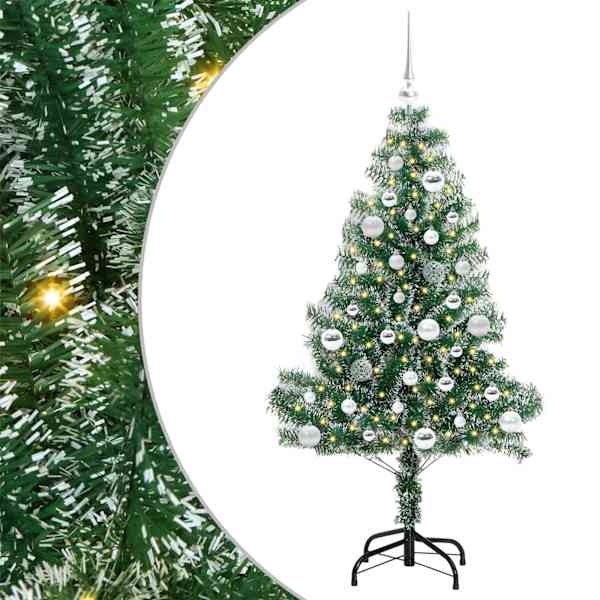 vidaXL Kunstlik j&otilde;ulupuu lumeja fluffiga koos LED-valgusega 150 cm