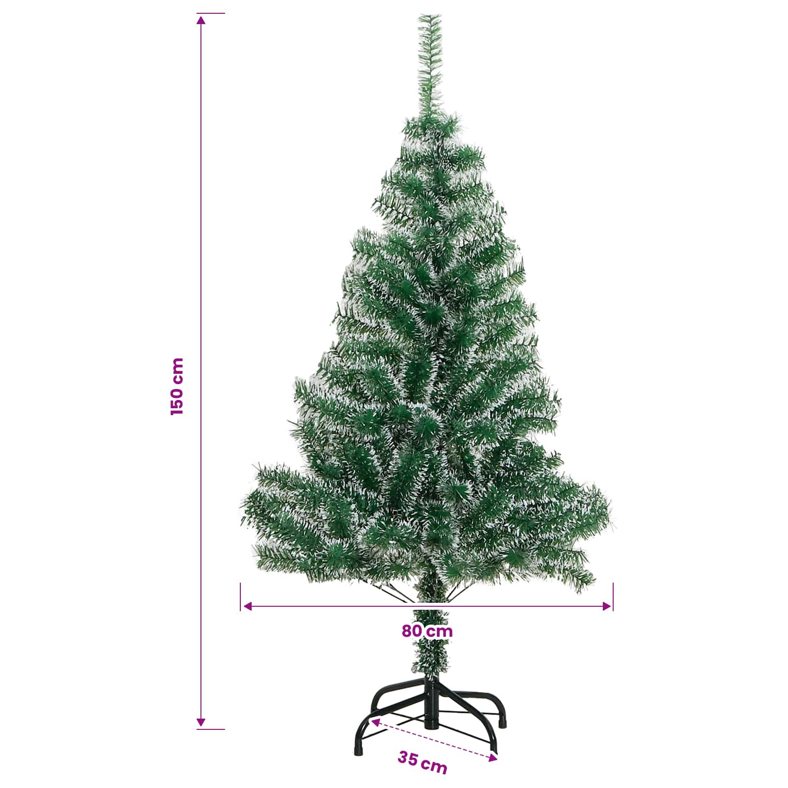 vidaXL Künstlicher Weihnachtsbaum beschneit mit LED Licht 150 cm – Bild 15