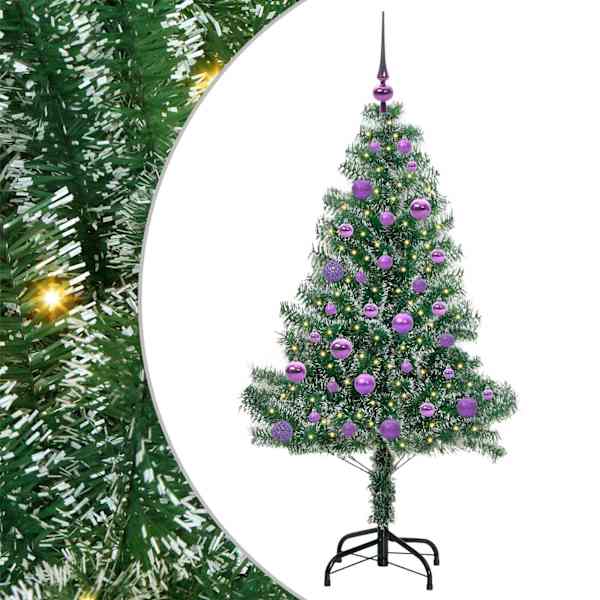 vidaXL Kunstlik j&otilde;ulupuu lumeja fluffiga koos LED-valgusega 150 cm
