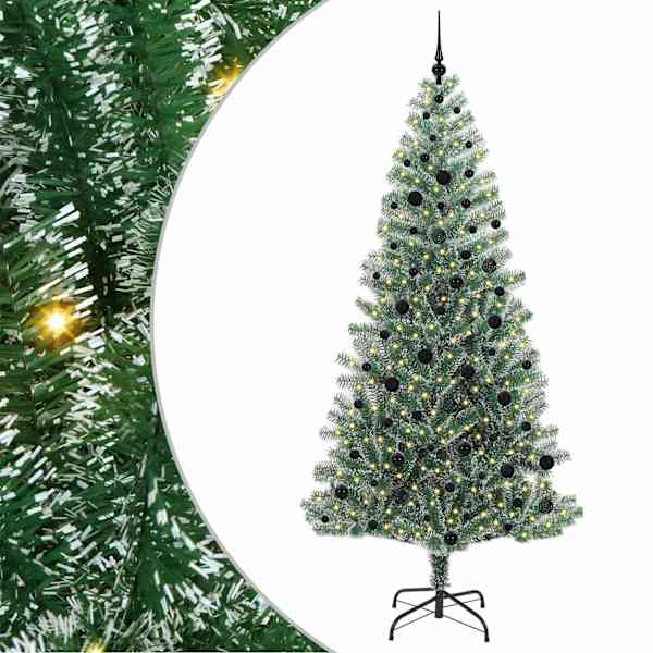 vidaXL Kunstlik j&otilde;ulupuu lumeja fluffiga koos LED-valgusega 240 cm