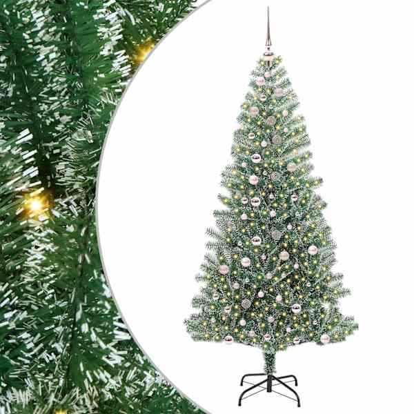 vidaXL Kunstlik j&otilde;ulupuu lumeja fluffiga koos LED-valgusega 240 cm