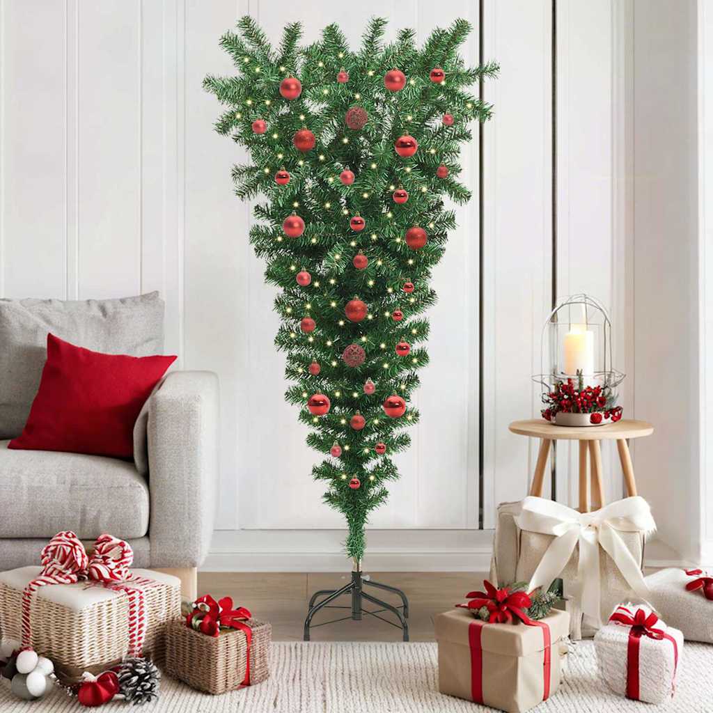 Arbre de Noël artificiel pré-éclairé à l'envers avec ensemble de boules