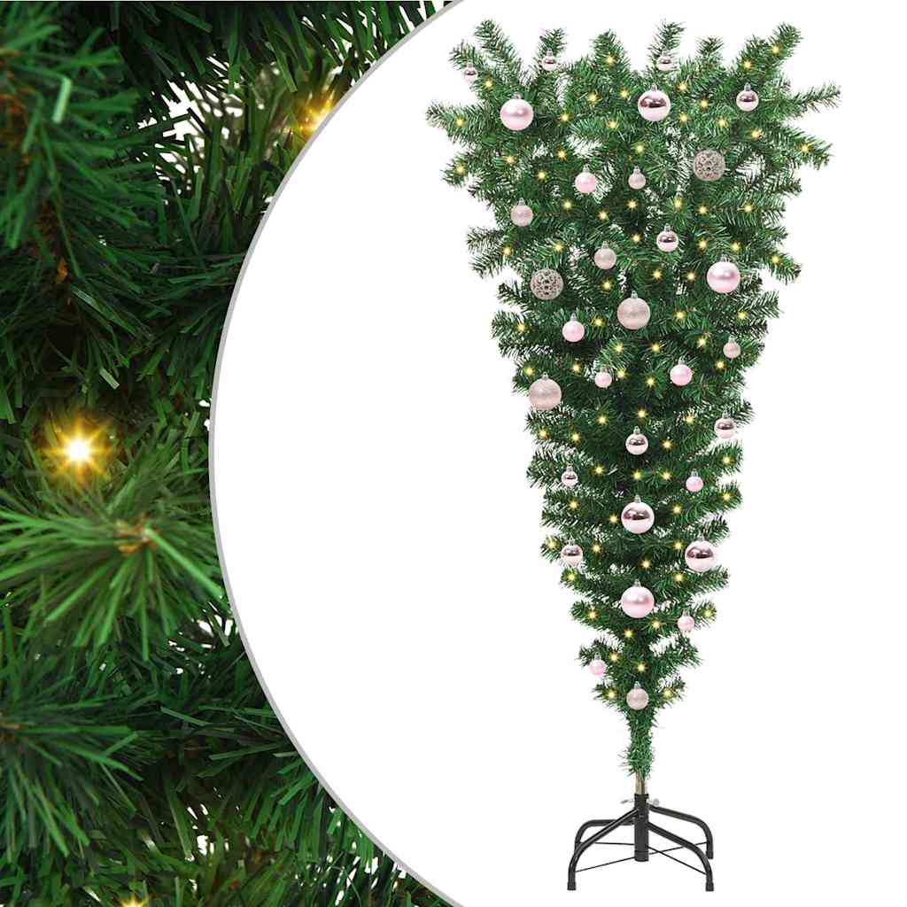 Sapin de Noël artificiel prééclairé inversé avec ensemble de boules