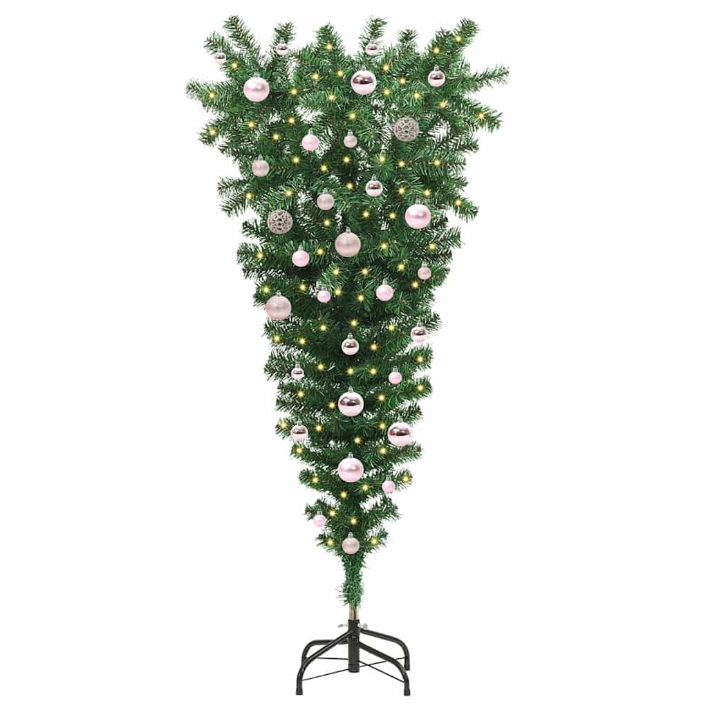 Thumbnail - vidaXL Auf den Kopf gestellter künstlicher vorgetesteter Weihnachtsbaum mit Kugelsatz