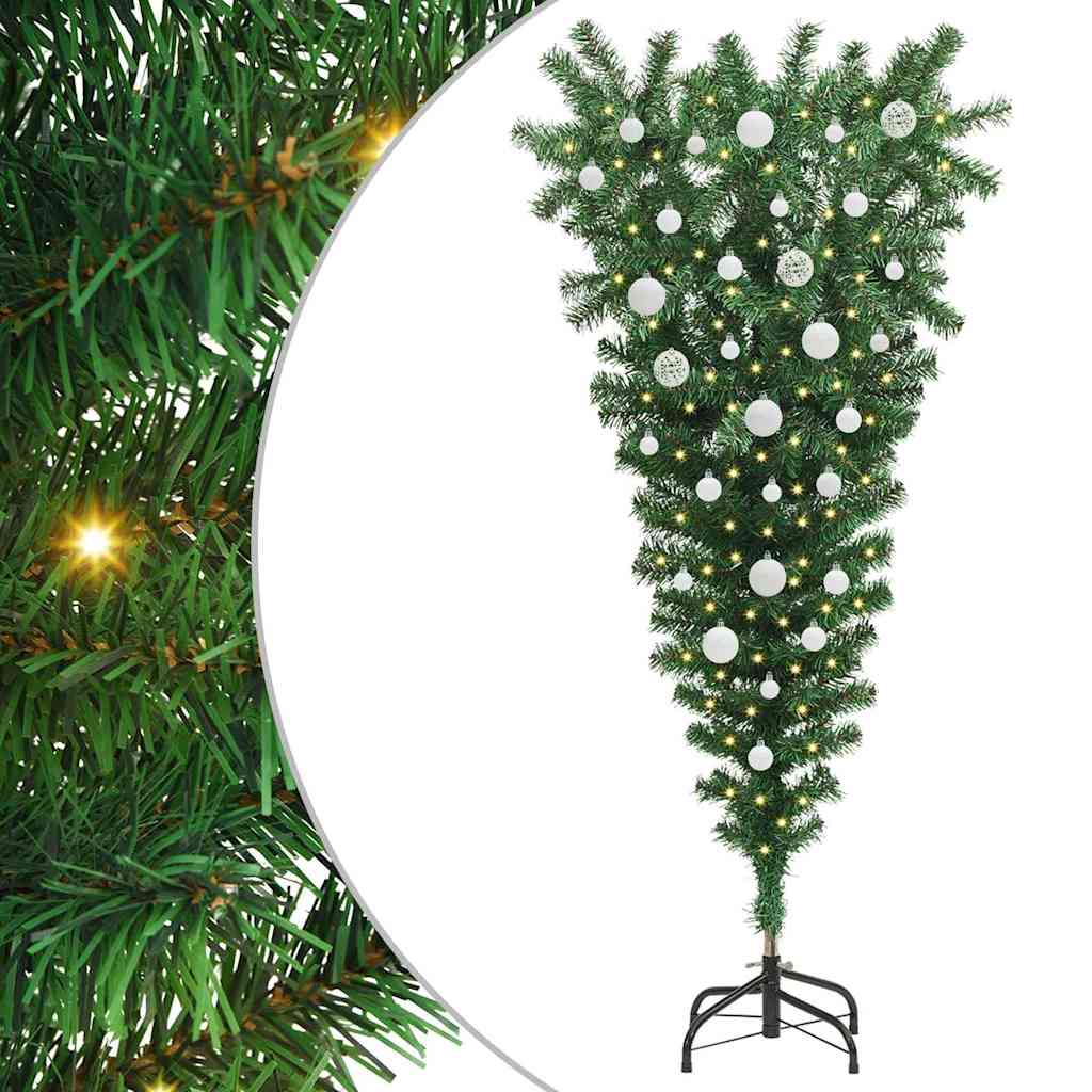 Thumbnail - vidaXL Umgekehrter künstlicher, vorbeleuchteter Weihnachtsbaum mit Bällchen-Set