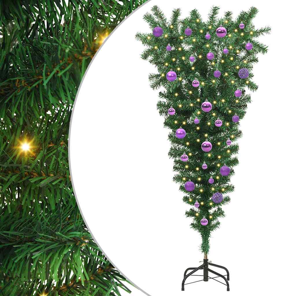 Thumbnail - vidaXL Umgedrehter künstlicher vorglitten Weihnachtsbaum mit Kugelset