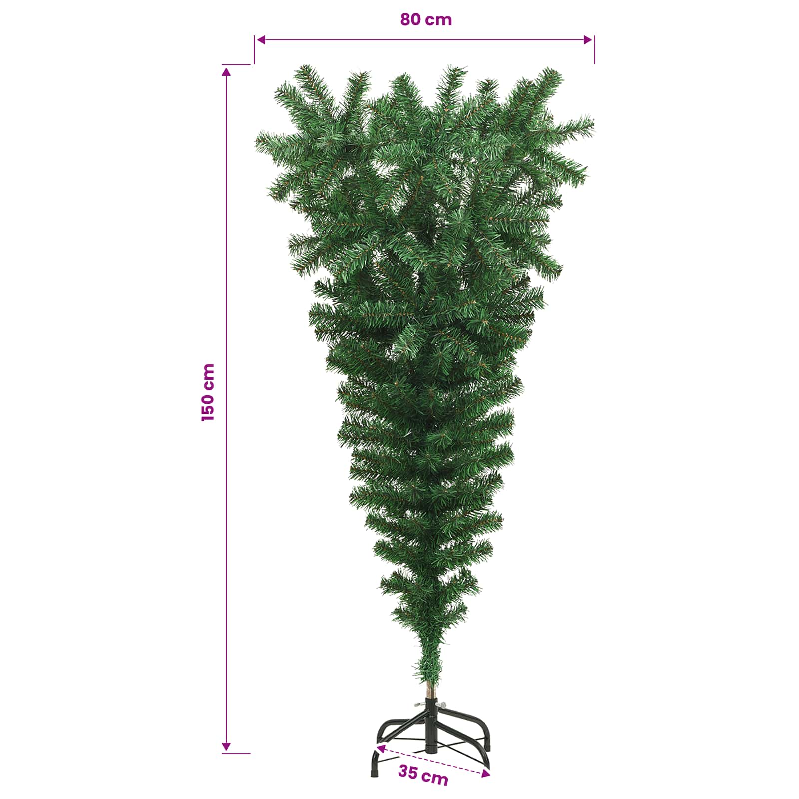 vidaXL Umgedrehter Kunst Weihnachtsbaum mit Kugelset Grün 150 cm PVC – Bild 15
