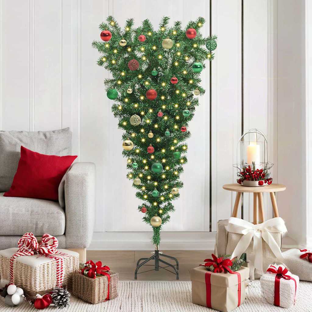 Sapins de Noël artificiels prééclairés à l'envers avec ensemble de boules