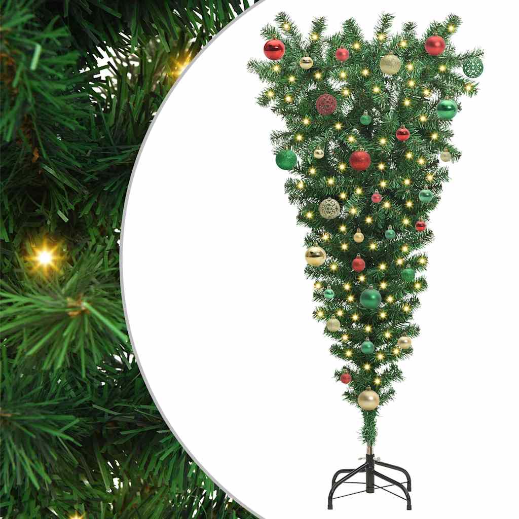 Thumbnail - vidaXL Upside-down künstlicher vorbeleuchteter Weihnachtsbaum mit Kugel-Set