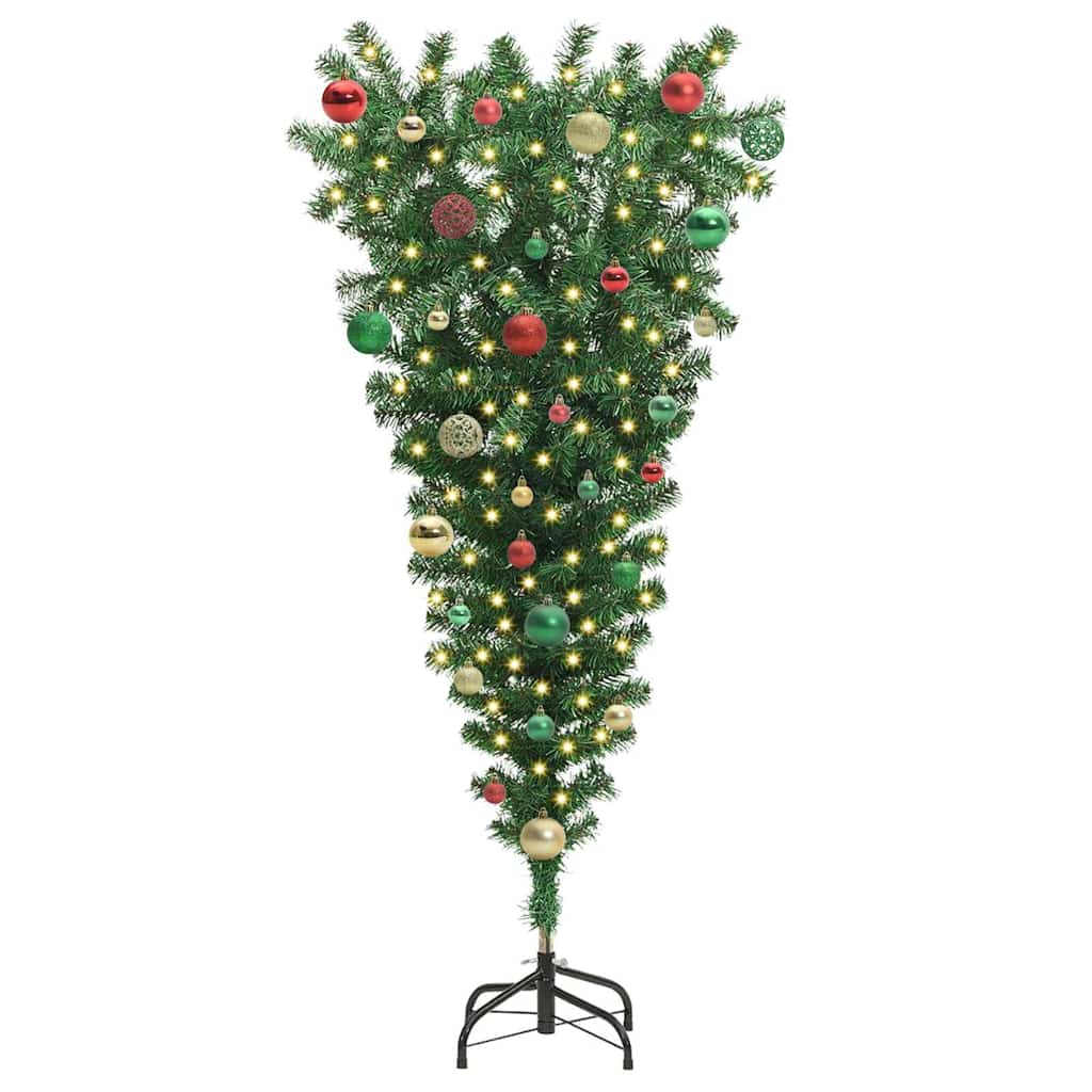 Thumbnail - vidaXL Upside-down künstlicher vorbeleuchteter Weihnachtsbaum mit Kugel-Set
