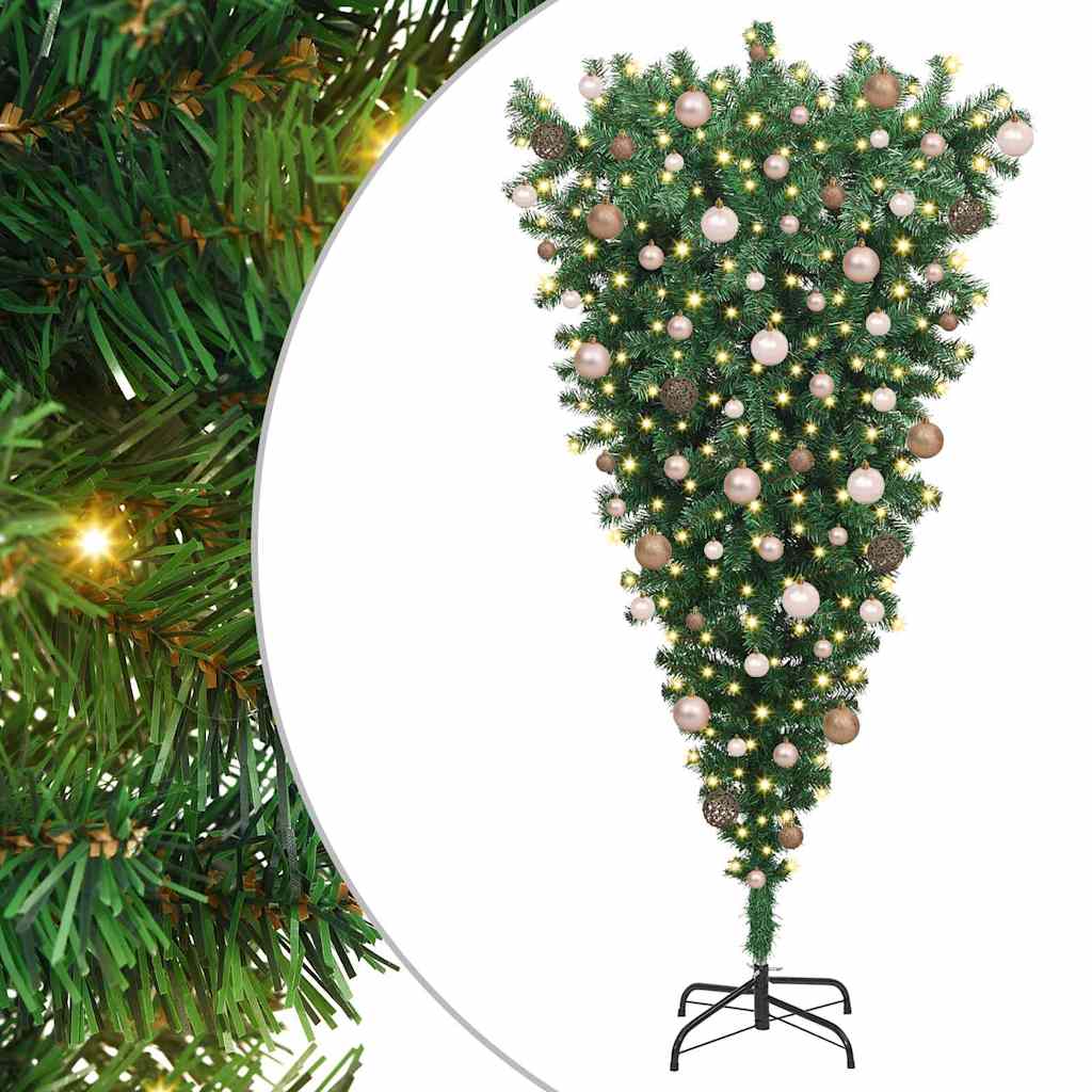 Thumbnail - vidaXL Umgedrehter künstlicher vorbeleuchteter Weihnachtsbaum mit Ball-Set