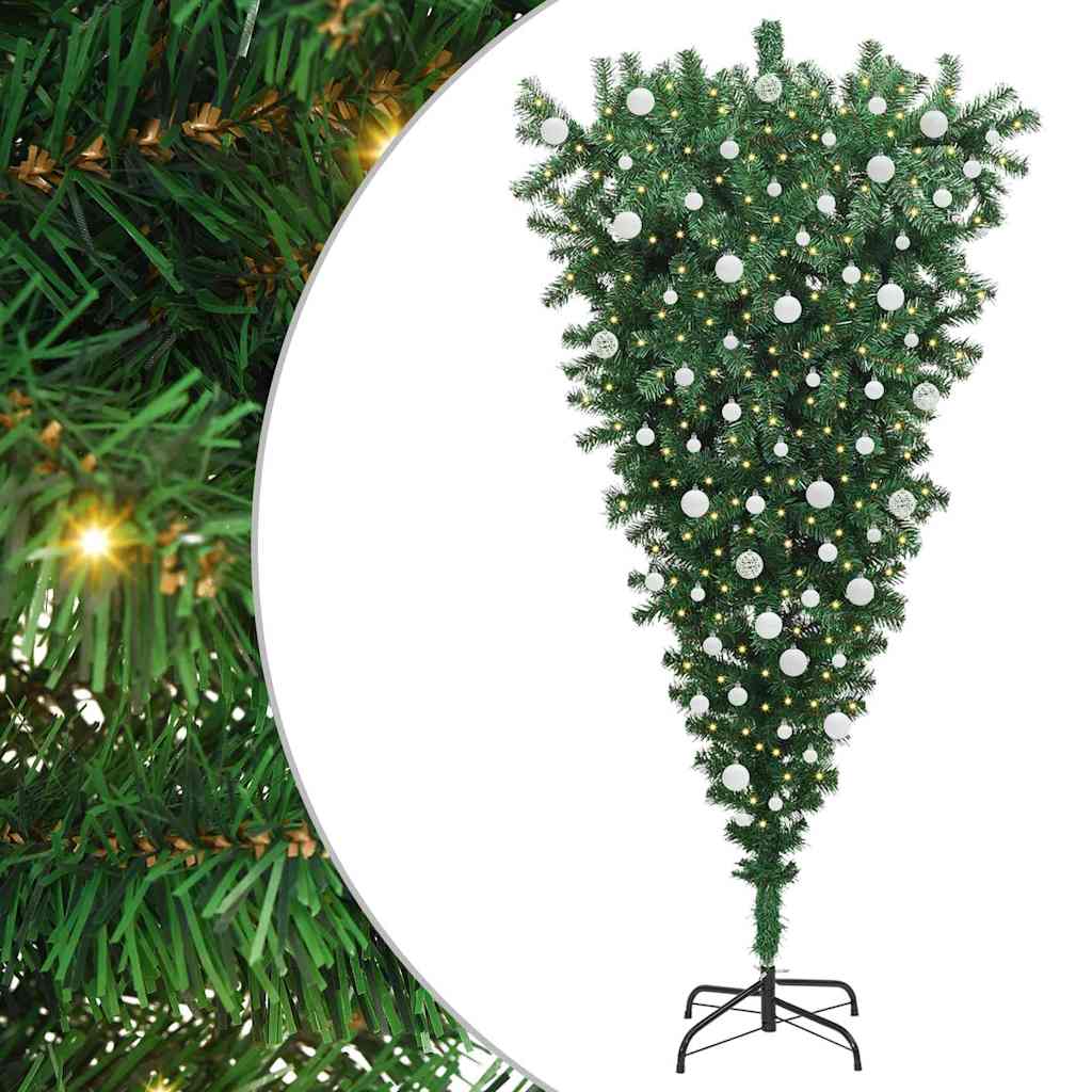 Thumbnail - vidaXL Umgekehrter künstlicher vorbeleuchteter Weihnachtsbaum mit Kugelset